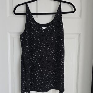 Reitmans Black Tank Top with White Polka Dots